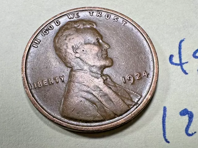 1924 1C BN Lincoln Cent Wheat Penny 4947N