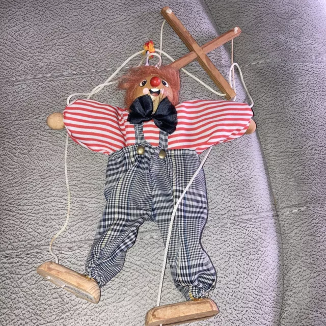 Vintage Mexican Men Marionette Wooden String Puppets - Lot of 2