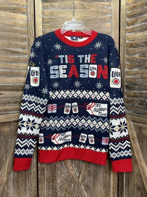 Miller Lite Ugly Christmas Sweater Size Medium Tis The Season It’s Miller Time