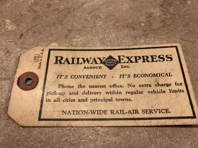 Railway Express Agency Shipping Tag Collection Reciept Vintage