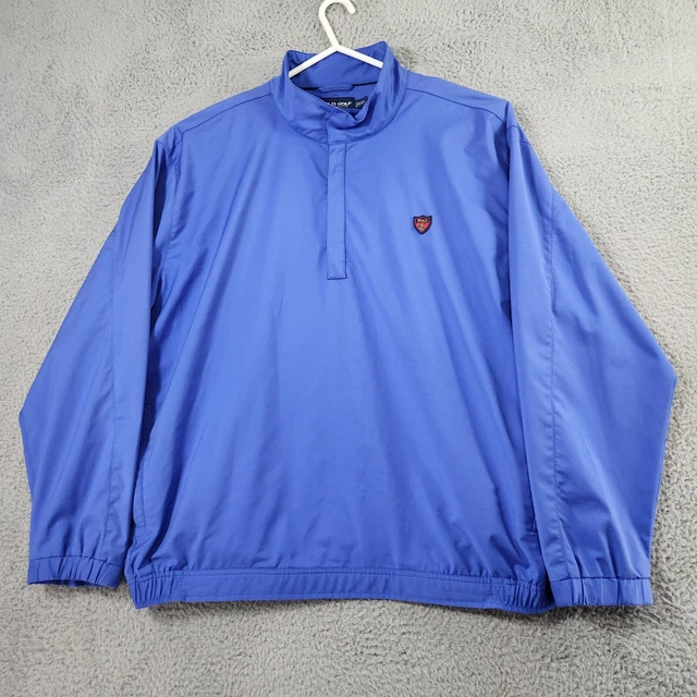 Vintage Polo Ralph Lauren Golf Jacket Mens XXL Blue 1/4 Zip Pullover Collared