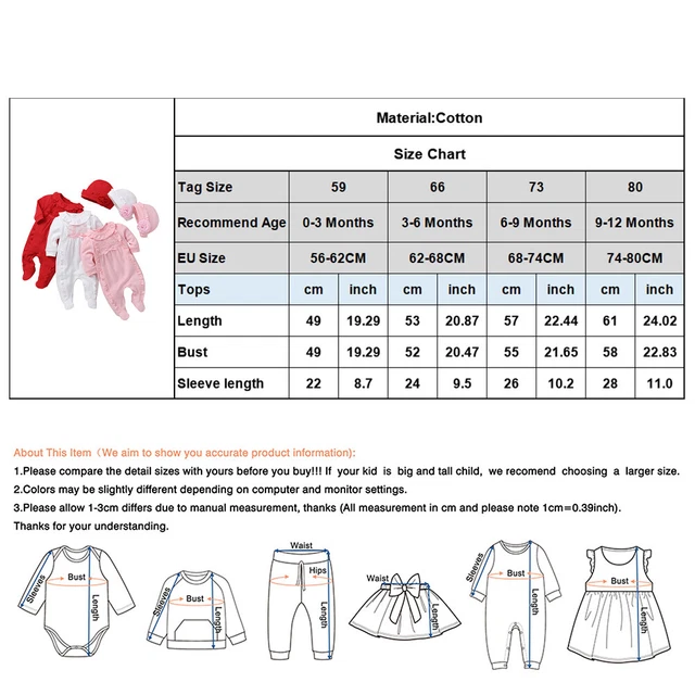Newborn Baby Girls Ruffle Footie Romper Jumpsuit Bodysuit Hat Clothes Outfit Set 2