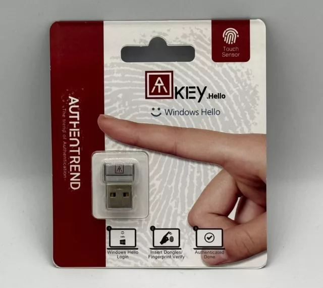 AUTHENTREND ATKey.Hello USB Windows Hello Fingerprint Reader for PC or Laptop