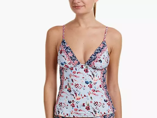 Lucky Brand Junior's Gypsy Floral Over-The-Shoulder Tankini Top Sz S