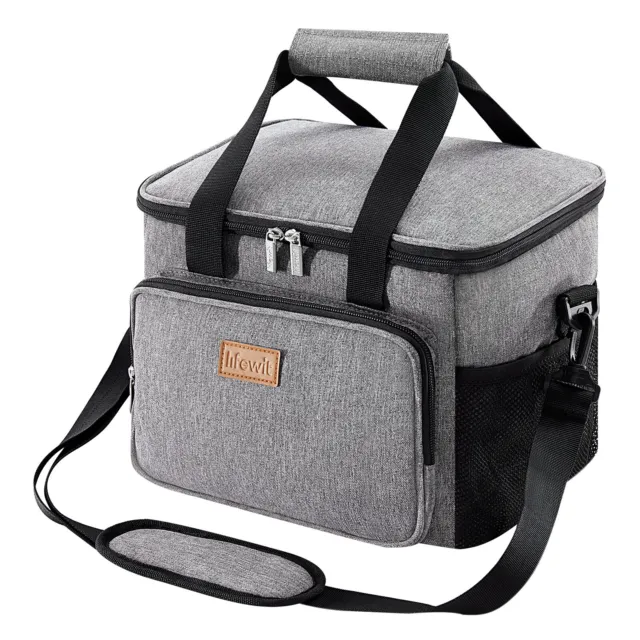 Lifewit Large Lunch Bag 24-Can (15L) Insulated for Adult Men Women, Grey