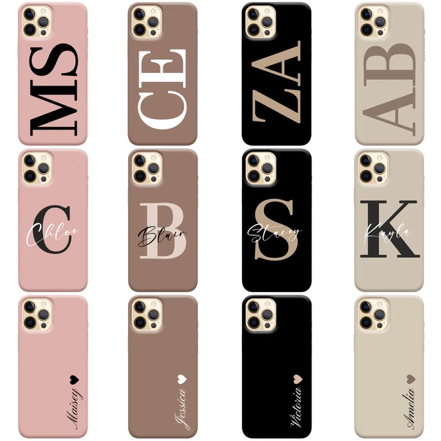 Personalised Phone Case For iPhone 12 11 Pro 7 8 Xr Brown Beige Pink Custom Name