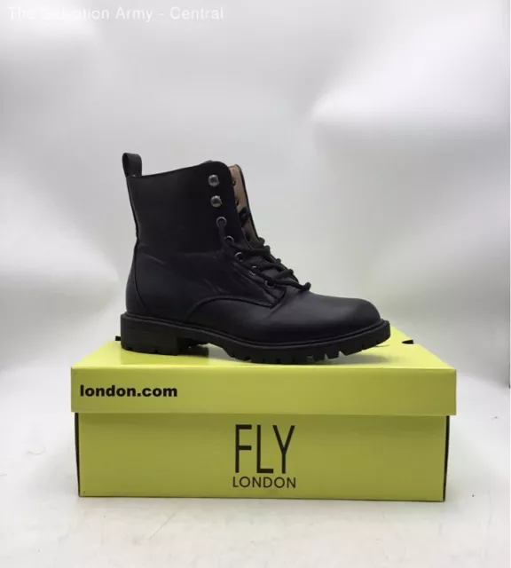 Fly London Womens Black Reid893Fly Round Toe Lace Up Ankle Combat Boots Size 39