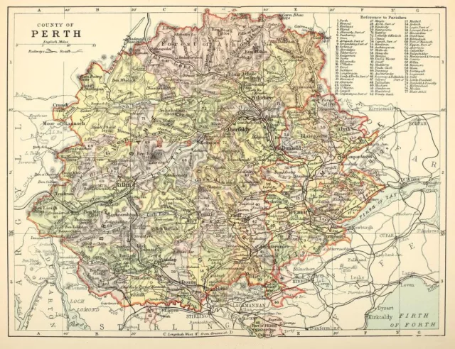 An A3 size reproduction map of Perth county, original dated 1891.