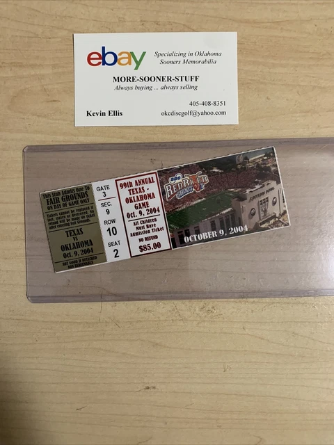 2004 Oklahoma Sooners Texas Longhorns Football Ticket Stub Cotton Bowl Dallas OU