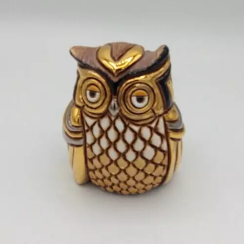 Artesania Rinconada Owl Platinum Gold Figurine Anniversary #714