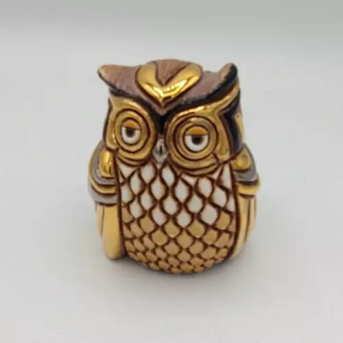 Artesania Rinconada Owl Platinum Gold Figurine Anniversary #714 Artesania Rinconada Owl Platinum Gold Figurine Anniversary #714