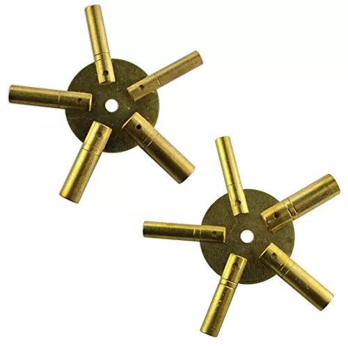 Brass Clock Spider Winding Star Keys Set, 10 Sizes, Odd & Even 2-11