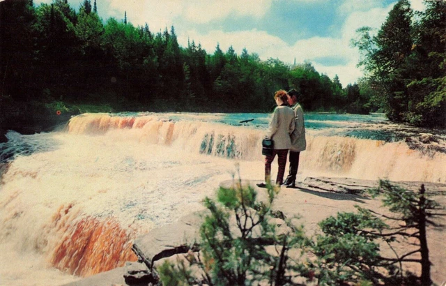 Newberry MI Michigan UP, Lower Falls Tahquamenon River, Vintage Postcard