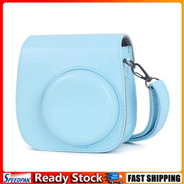 PU Leather Bag Case w/ Adjustable Shoulder Strap for Instax Mini 11 (Blue)
