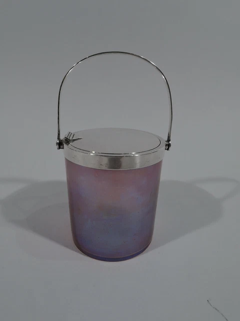 Tiffany Jam Pot 15111 Ancien Art Nouveau Américain Argent Sterling Favrile Verre