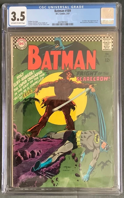 Batman #189 (1967, DC) 1st Silver Age Scarecrow. CGC Graded 3.5