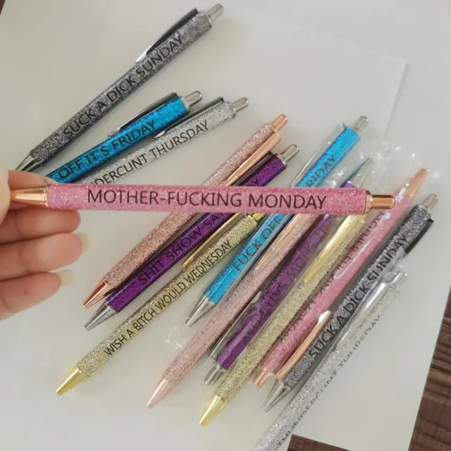 7PCS FUNNY PENS Swear Word Pen Set Weekday Vibes Glitter Funny Gifts Office  F G3 $17.72 - PicClick AU
