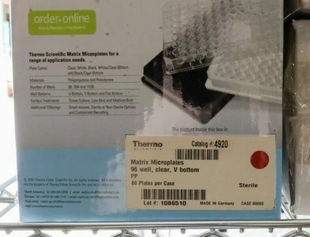 Thermo Scientific Matrix (4920) 96Well Polypropylene V Bottom Microplates, Clear