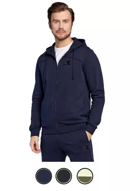 tuta sportiva DIADORA zip UOMO cotone invernale SPORTSWEAR cappuccio 3 colori