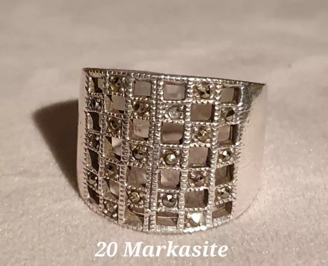 Moderner Statement Markasitring 925er Silber Ring - sehr auffallend &  plakativ!