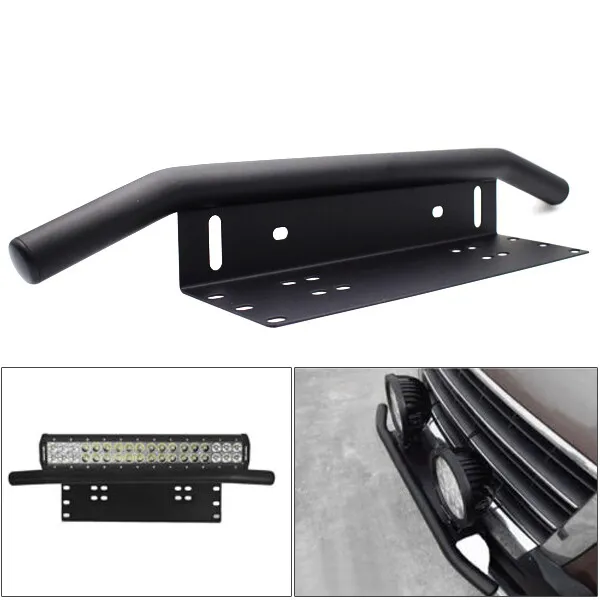 Black High Duty Offroad Car Bumper License Plate Mounting Bracket LED Fog Light