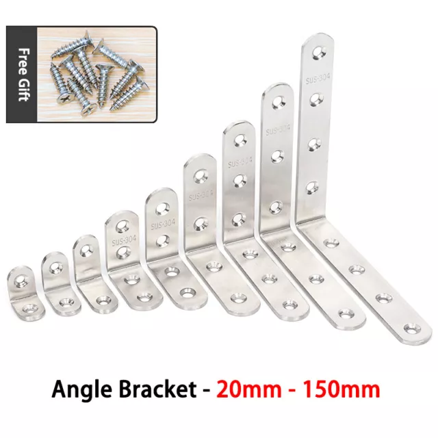 304 / 201 Stainless Steel Angle 90 Degree Right Angle L-shaped Bracket 20-150mm