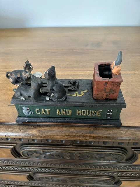 Cat And Mouse Bank Made Of Iron Very Old It Is A Pigy Bank