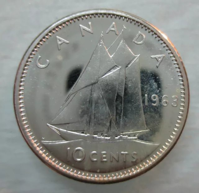 1963 Canada 10 Cents Proof-Like .800 Silver Dime Coin
