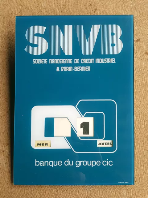 Ancien Calendrier Perpetuel Publicitaire Verre Banque Snvb Groupe Cic Vintage 70