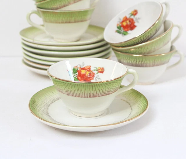 8 Tasses à café "Olivier" Digoin Sarreguemines 1960