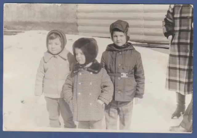 Beautiful Children Playing in the Snow Soviet Vintage Photo USSR