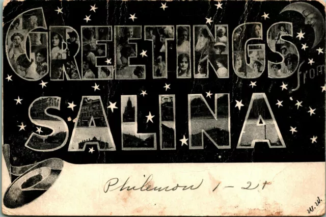 Large Letter Greetings From Salina Kansas KS 1909 UDB Postcard T15