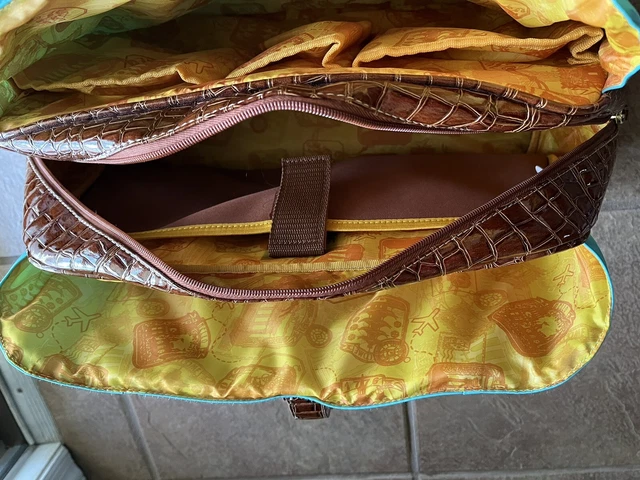 SAMANTHA BROWN Large Turquoise & Brown Croc Travel Tote Bag - TONS Of Pockets! 6