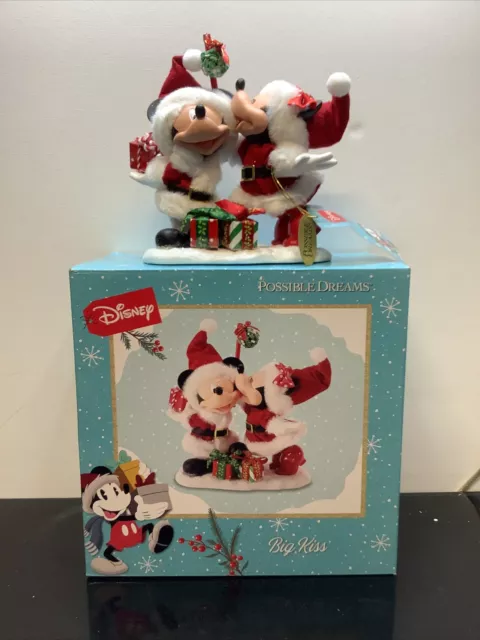 Disney Mickey Mouse Possible Dreams Minnie Christmas Xmas Figurine Big Kiss NEW