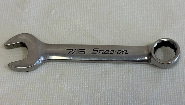 SNAP ON TOOLS 7/16" SAE 12 Point Stubby/Short/Midget Combination Wrench ...