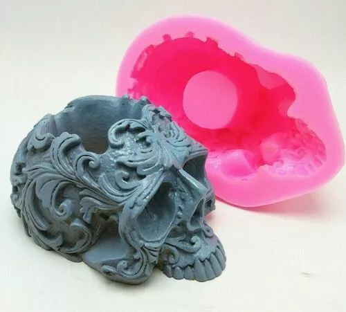 Silikon Kuchenform Halloween Schädel Aschenbecher Backen Kerze Dekorieren Werkzeug 3D Zum Selbermachen