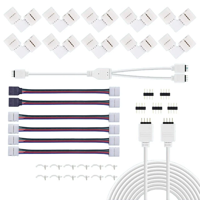 Kit collegamento luce led, attacco led 10 mm RGB con connettori stampo 10X L
