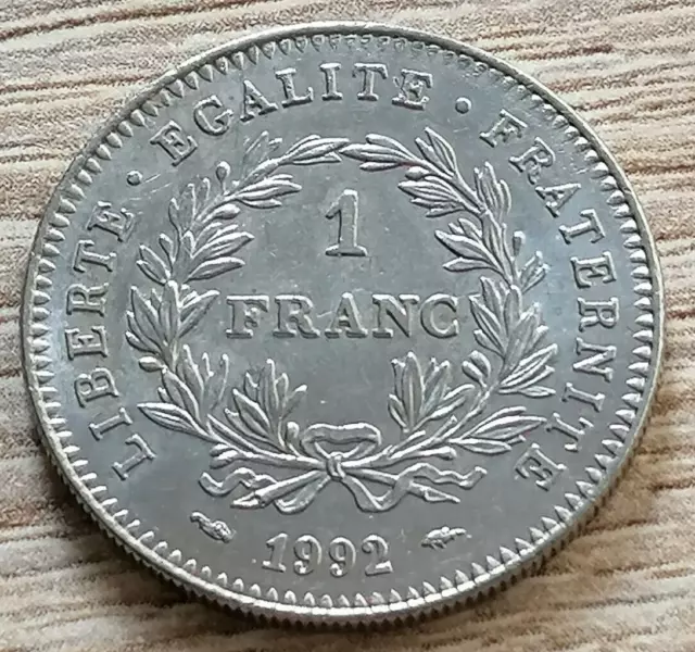 1 franc République 1992 en nickel Tréflée n°3