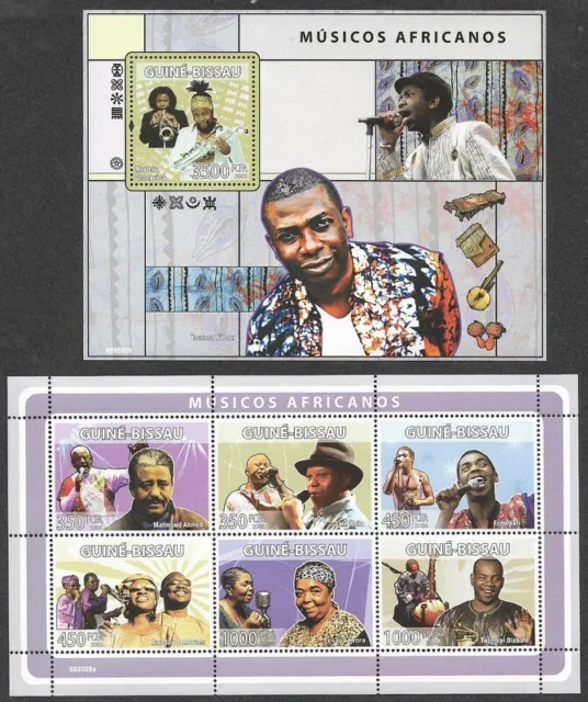 Music African singers Musicians mnh  2 sheets of mnh stamps Guine bissau