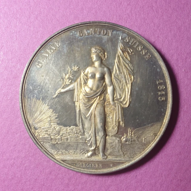 MEDAILLE ARGENT MINERVE ASSISE certificat d'études 1888/1889 - Brenet