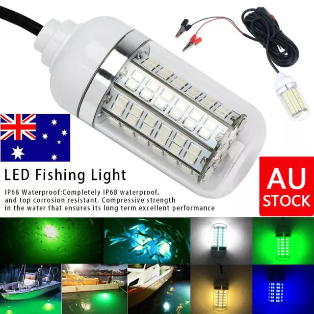 LED Underwater Fishing Light Boat Squid Fish Prawn Waterproof Lamp Lighting AU