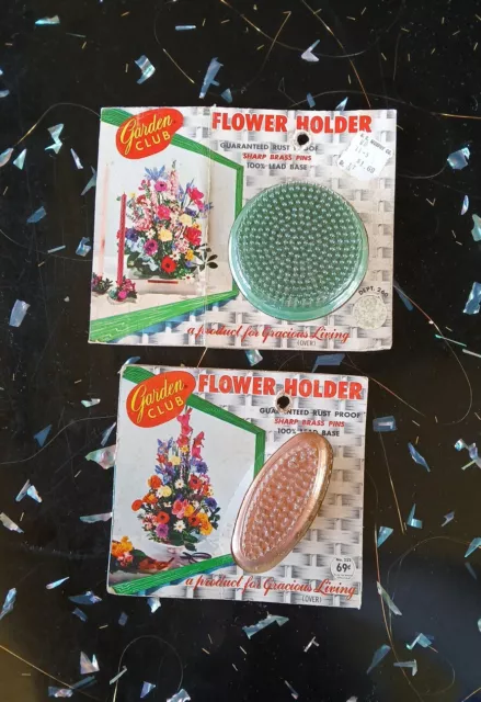 2 VINTAGE METAL (LEAD) SPIKE FLOWER FROGS - NEW IN PACKAGE! Beagle Mfg Co. CA