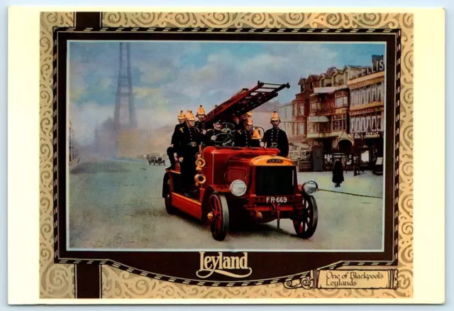 BLACKPOOL FIRE ENGINE, England UK ~ LEYLAND FE Firemen 4"x6" Repro Postcard