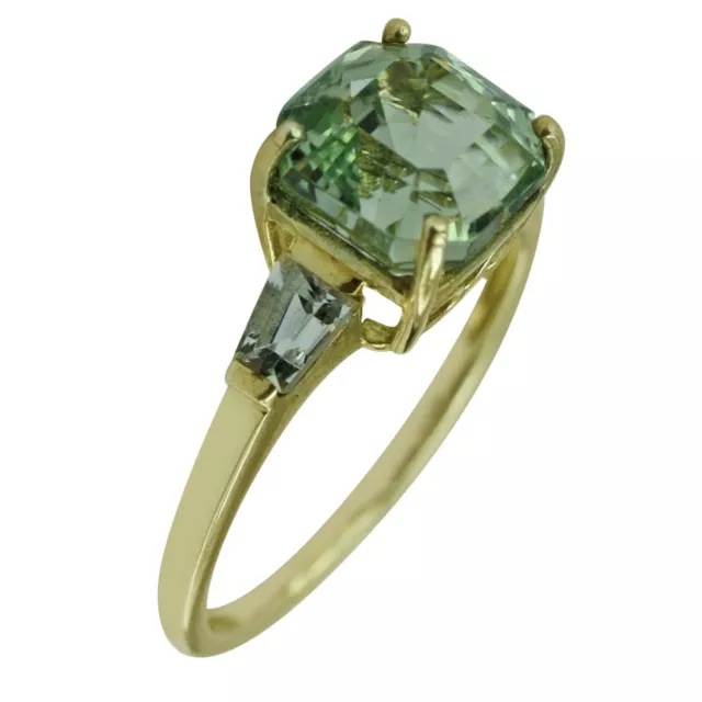 Three Stone 925 Sterling Silver 2.25 Ctw Green Amethyst Women Christmas Ring