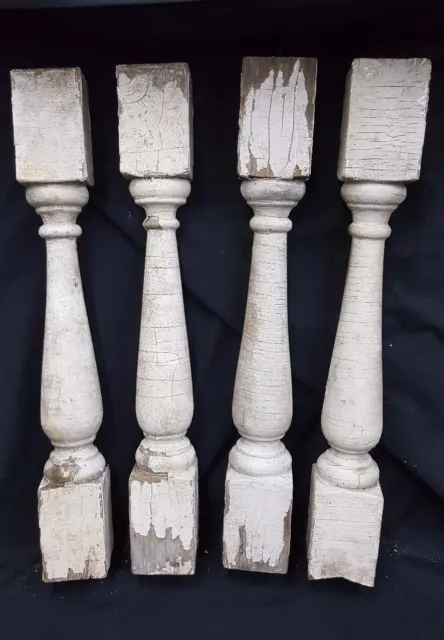 Architectural Salvage Wooden Spindle Balusters Set of Four