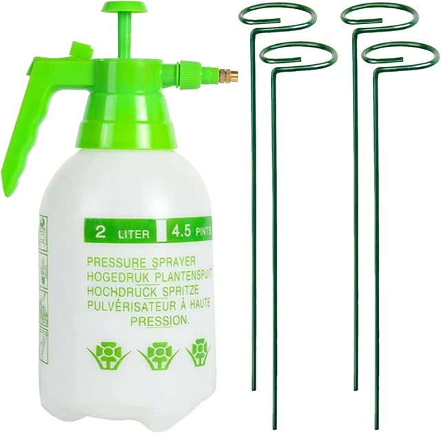 68Oz Garden Pump Sprayer, 2L Hand Pressure Sprayer Bottle, 4PCS Garden Plant Sta