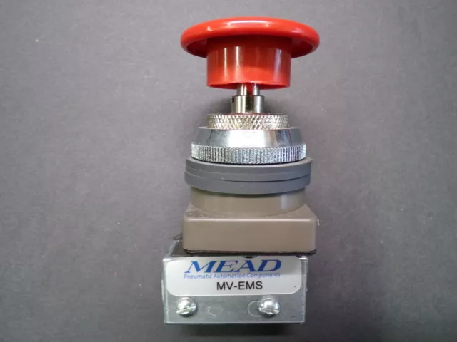 MEAD MV-EMS 2 way manually-actuated pneumatic directional control valve. e-stop.