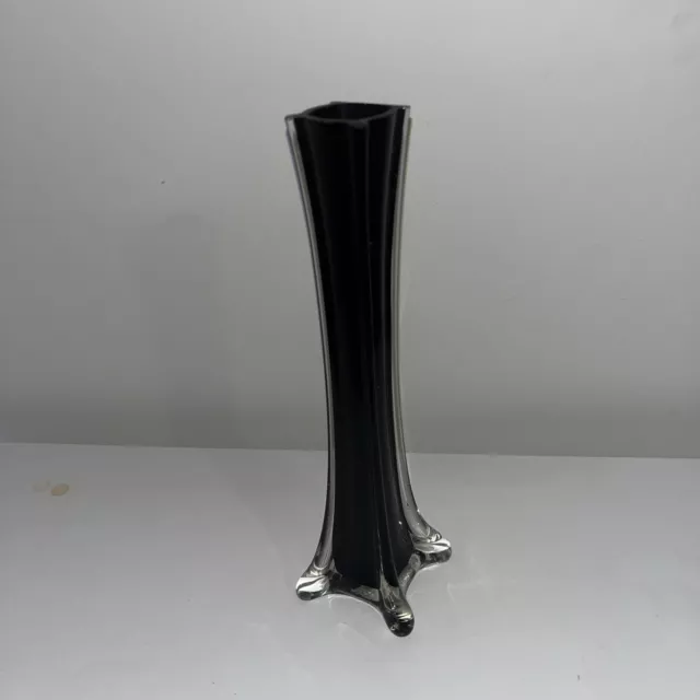Vintage Black Glass Bud Vase