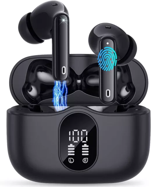 Ecouteur Sans Fil Rechargeable Bluetooth 5.3 Ecran Lcd Réduction Bruit Tactile