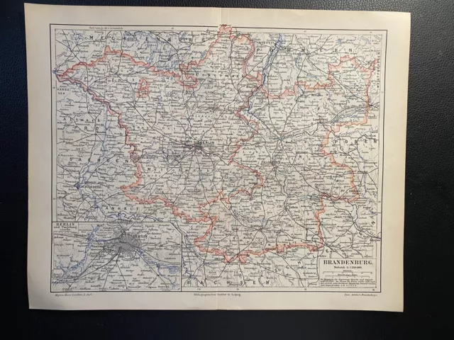 antike historische Landkarte: Brandenburg ca.1900